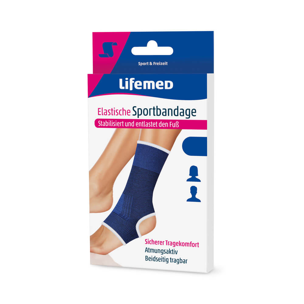 Fußgelenkschutz, Elastische Sportbandage, von Lifemed®, blau, Gr. S-XL