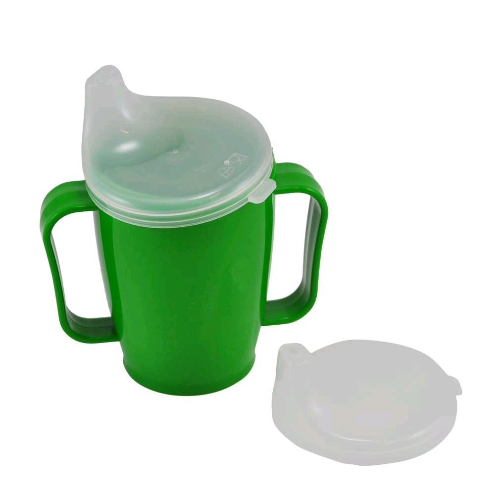 Dr Junghans Schnabelbecher, -tasse, mit Griff, 2 Deckel, 250 ml, grün
