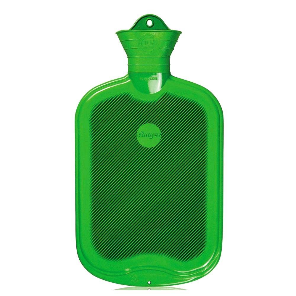 Sänger Gummi-Wärmflasche, beidseitig Lamellen, 2 Liter, apfelgrün