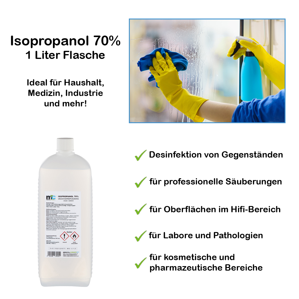 Isopropanol 70 %, Isopropylalkohol, Reinigung, 1.000 ml