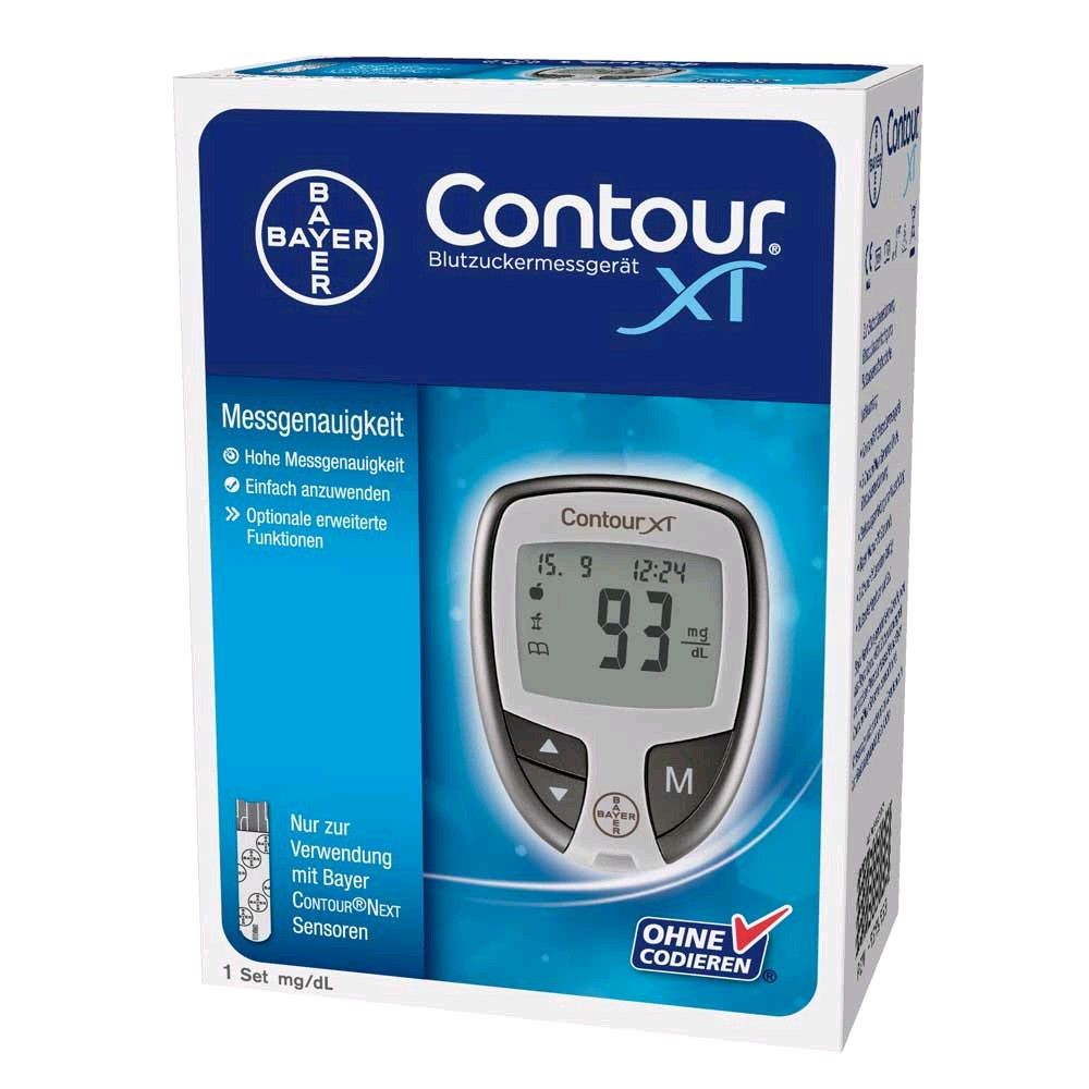 Bayer Blutzuckermessgerät CONTOUR® XT, großes Display, mg/dl, 1 Set