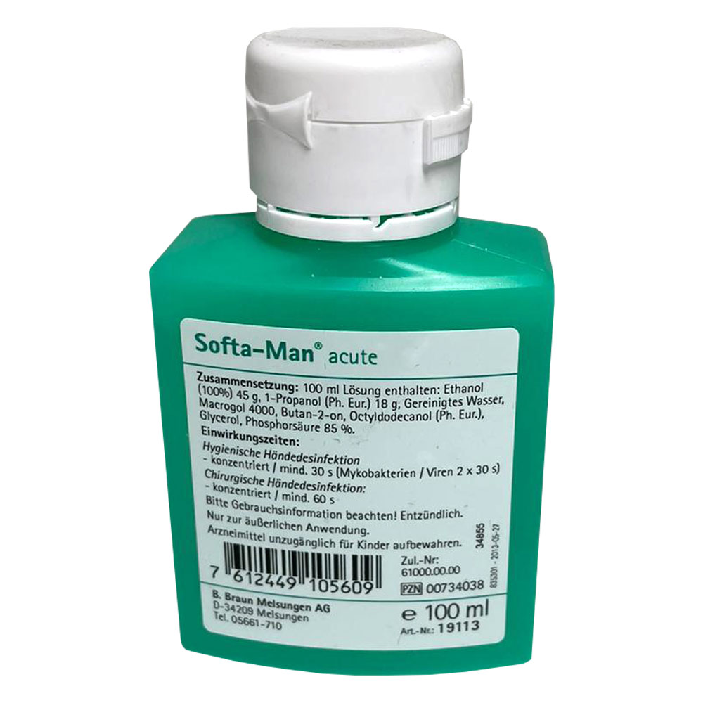 B.Braun Händedesinfektion Softa-Man® acute, Viruzides,100ml Fl.