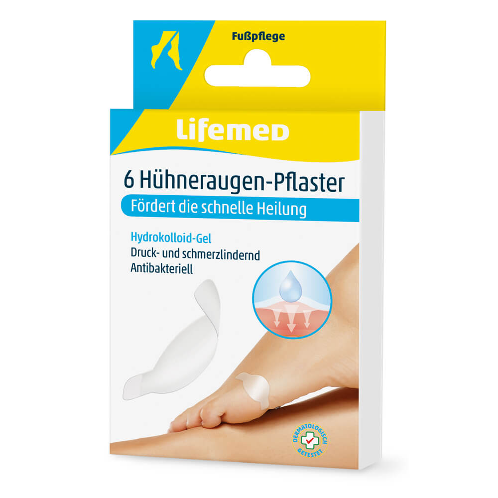 Lifemed® Hühneraugenpflaster, Transparent, 6 Stück, 4,5 x 2,2cm