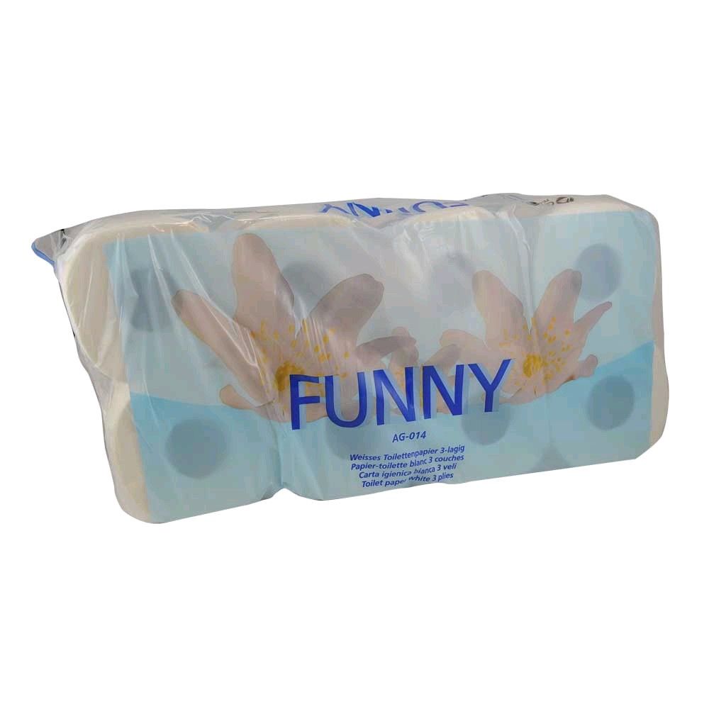 Plock Toilettenpapier Funny, 3-lagig, Motivprägung, weiß, 8x8 Rollen