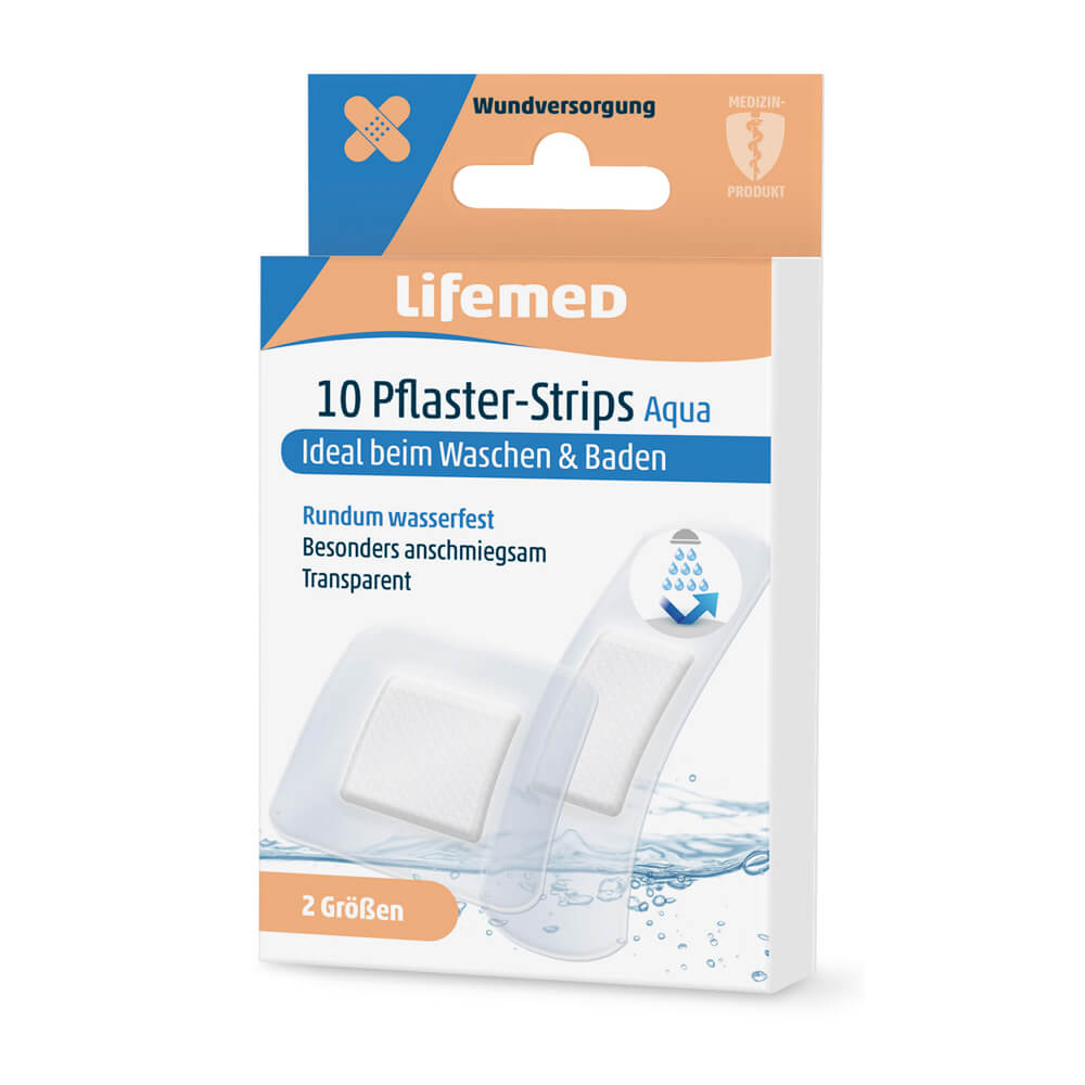 Pflasterstrips Aqua, transparent, von Lifemed®, 2 Größen, 10 Stück