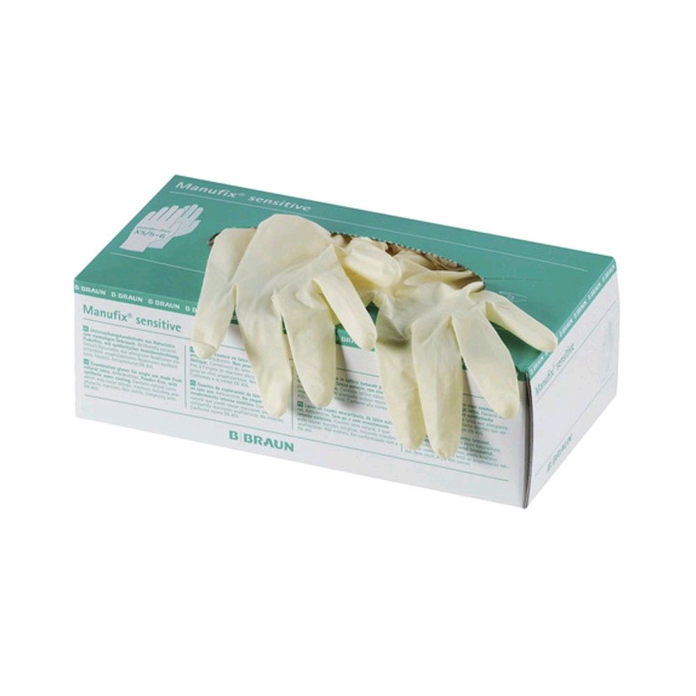 100 Manufix sensitive Naturlatex Handschuhe, B Braun, puderfrei, Gr. S