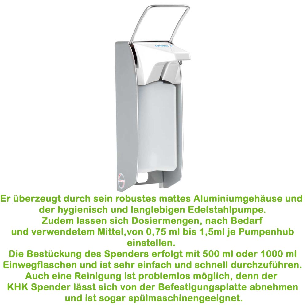 Schülke Präparatespender KHK, kurzer Arm, Edelstahlpumpe, 500ml