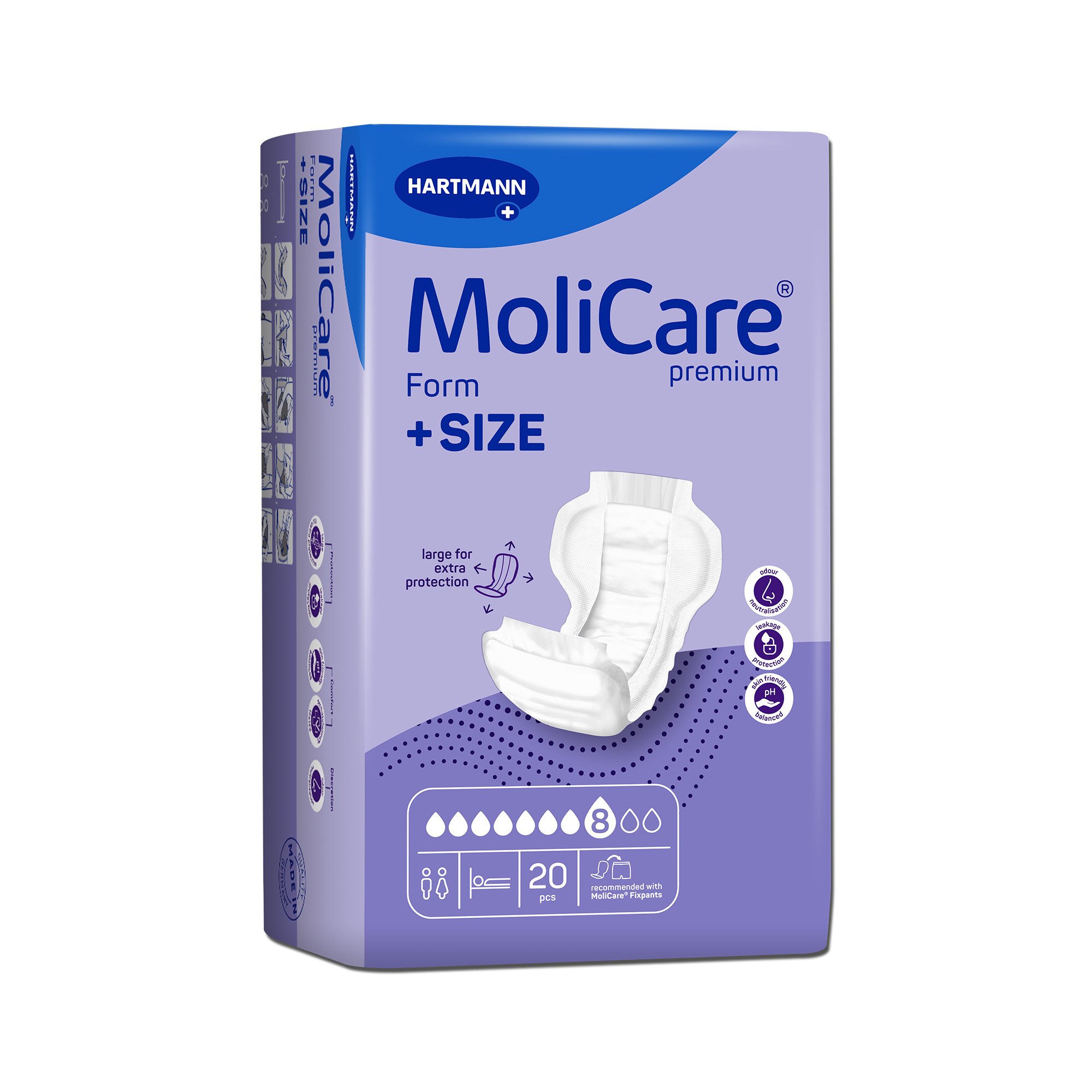 Hartmann MoliCare® Premium Form, +SIZE, 8 Tropfen, violett