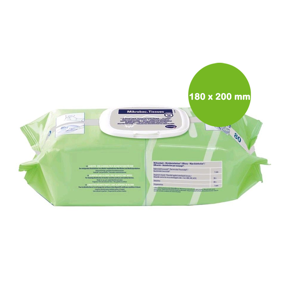 BODE Mikrobac Tissues, Desinfektionstücher, Flow Pack mit 80 Tüchern