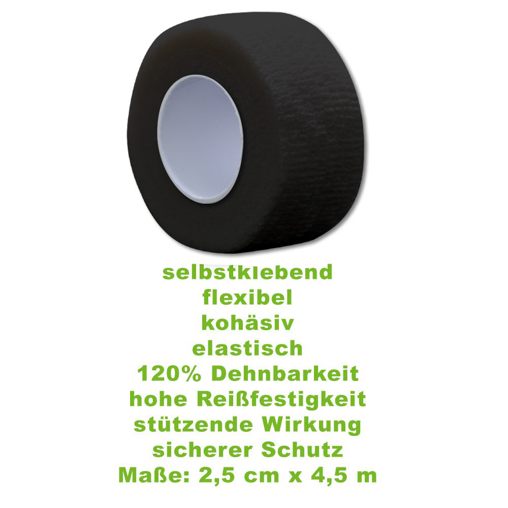 MC24® Fingertape color, kohäsiv, 2,5cmx4,5m, schwarz, 5St