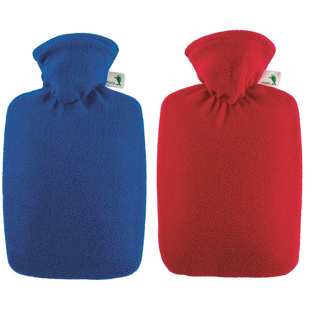 Hugo Frosch Klassik Wärmflasche 1,8 L, Fleecebezug, rot o. blau