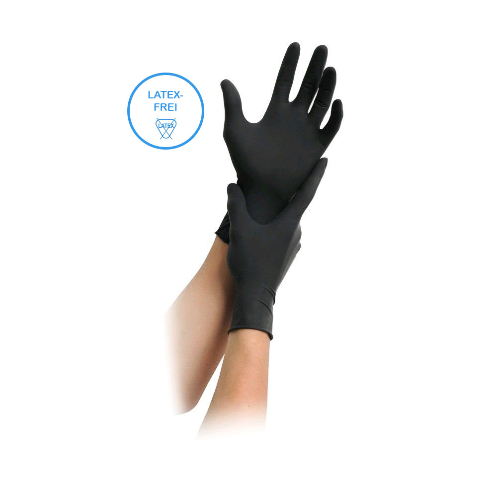 MaiMed Nitril Black Einmal-Handschuhe puderfrei, schwarz, 100 St.,S
