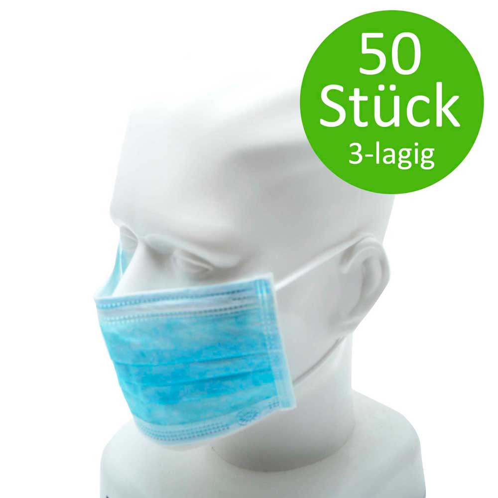 NOBA® medizinischer Mundschutz mit Gummizug, OP-Maske, blau, 50 Stück
