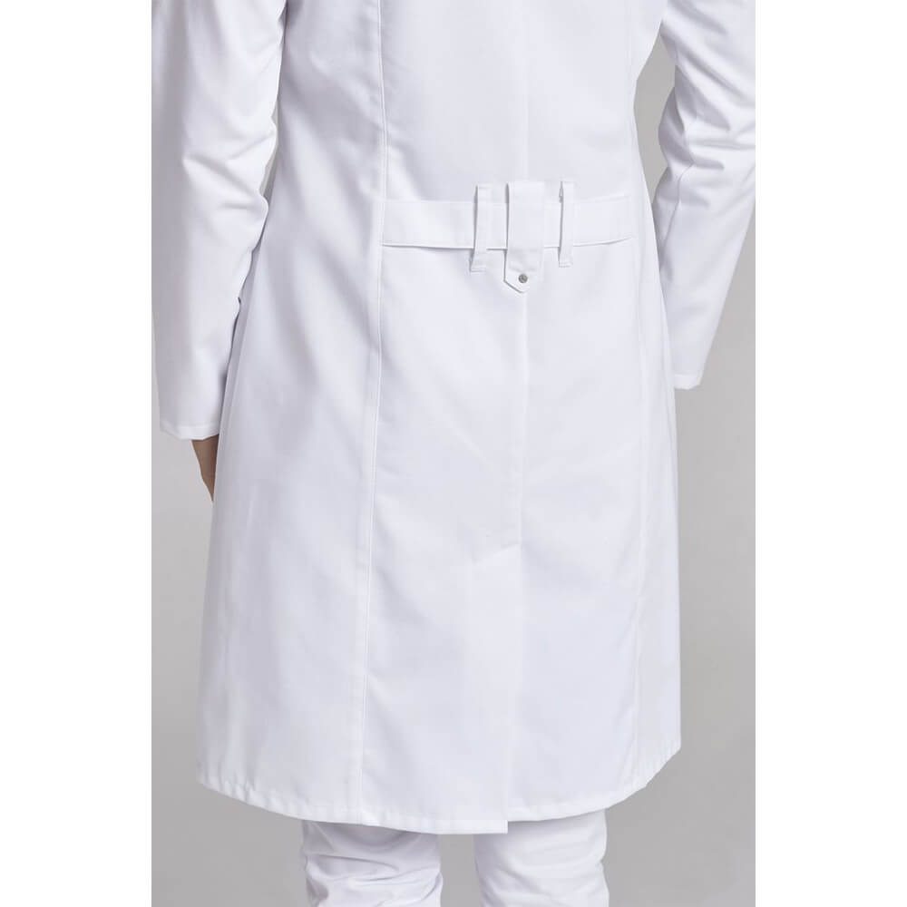 Leiber Mantel für Damen, Langarm, Seiten-/Piepertaschen, Weiß, Größe 46