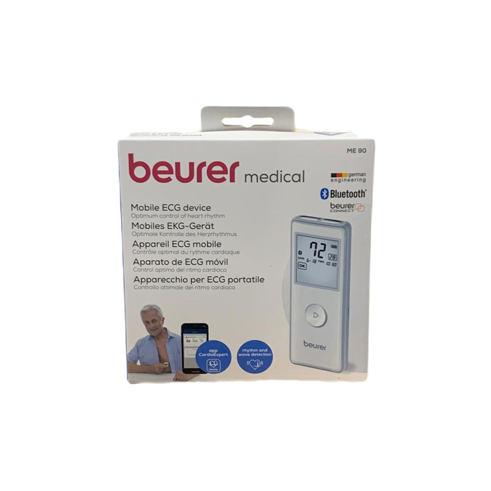 Beurer ME 90 Mobiles EKG Gerät, 1-Knopf-Bedienung, CardioExpert-App
