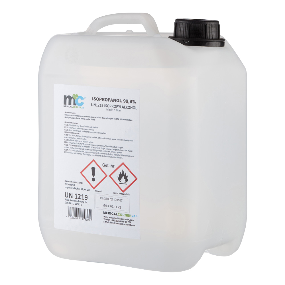 Isopropanol 99,9 %, Isopropylalkohol Reinigung, 4x5 Liter