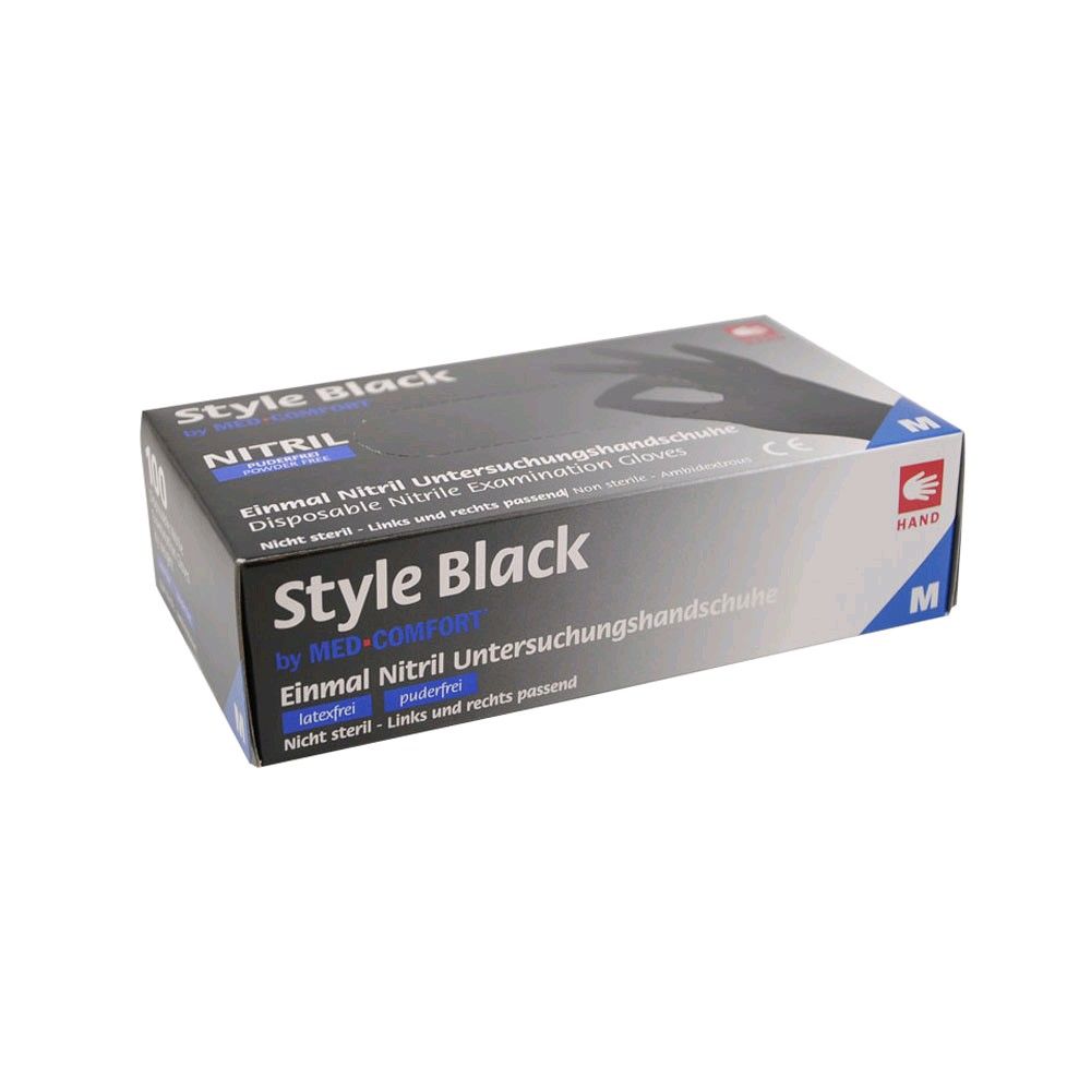 100 Ampri Style Black nitrile Handschuhe, puderfrei, latexfrei, Gr.S