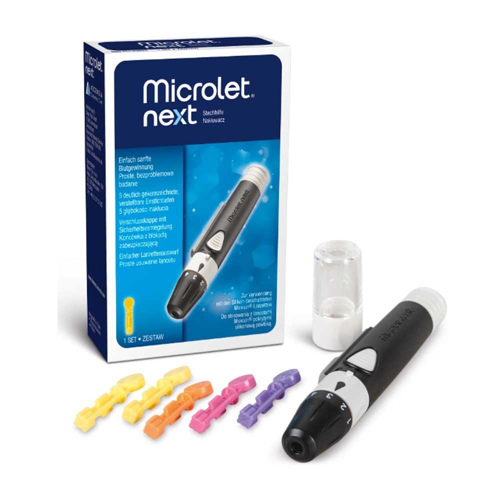 Bayer Microlet® Next Stechhilfe, Blutzuckermessung, inkl. Lanzetten