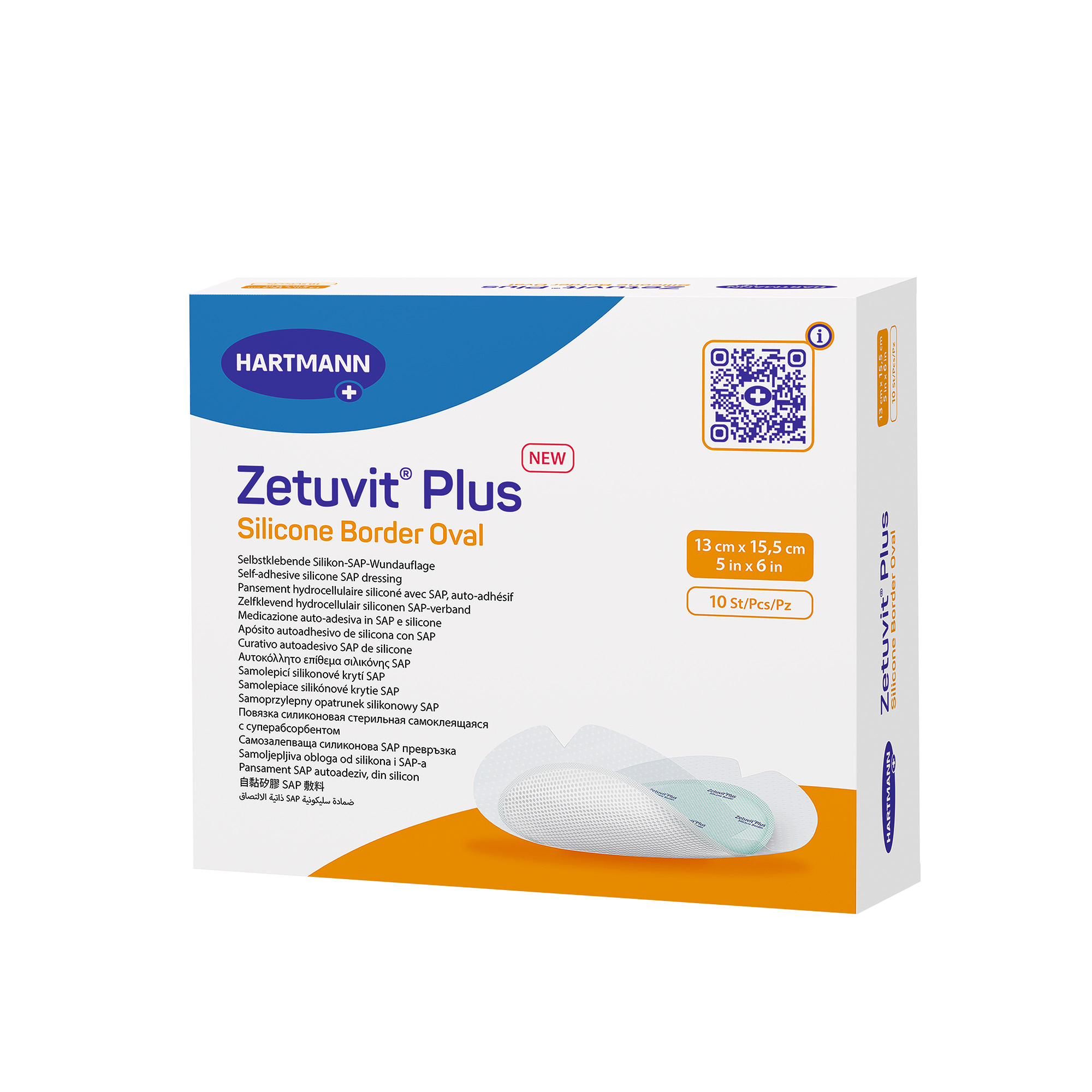 Hartmann Zetuvit® Plus Silicone Border 13 x 15 cm Oval, steril, einzeln