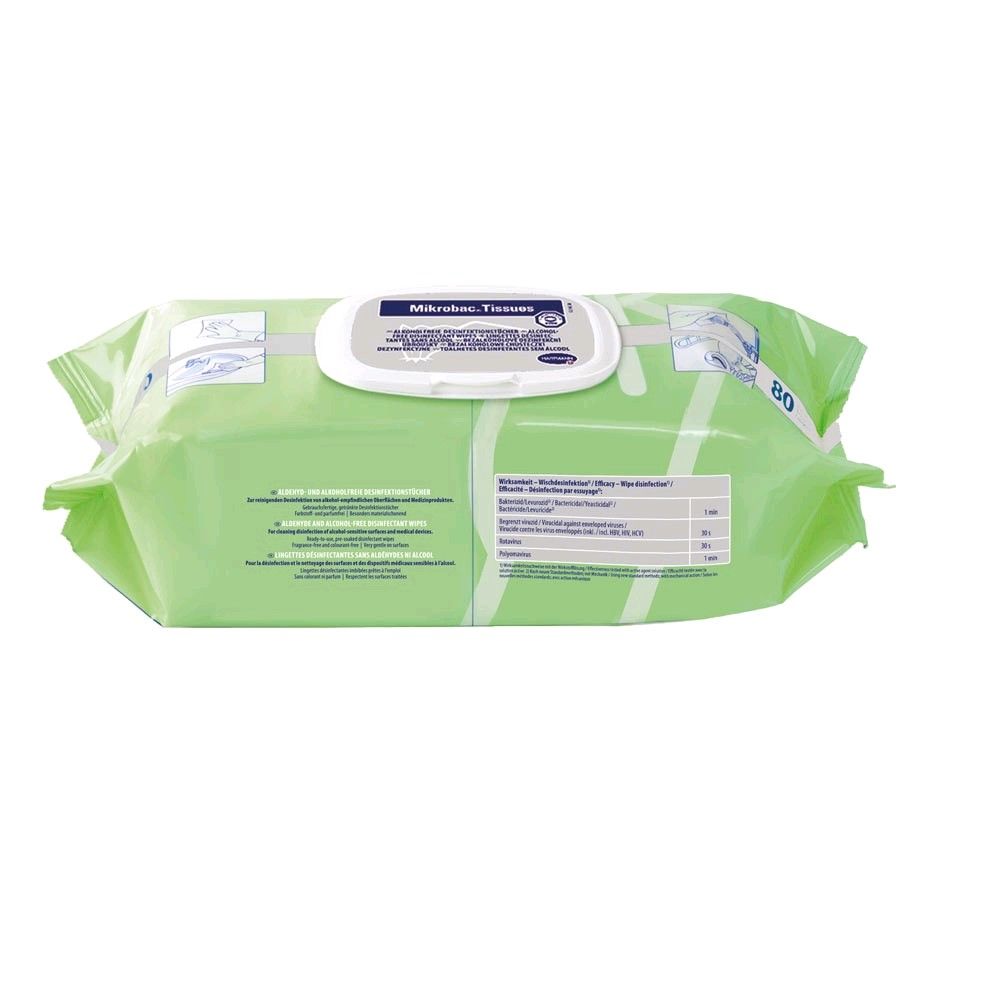 BODE Mikrobac Tissues, Desinfektionstücher, Flow Pack mit 80 Tüchern