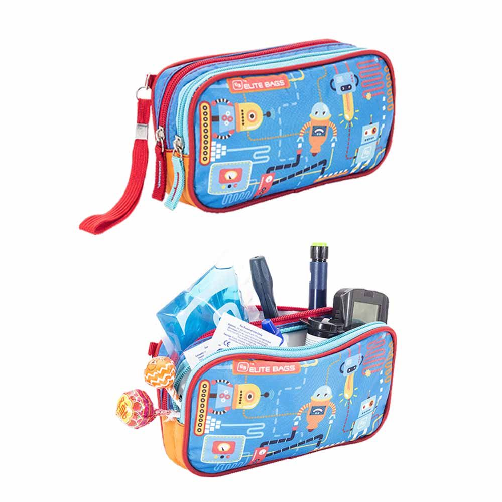 ELITE BAGS Diabetikertasche Kids DIA-S, Roboter, blau