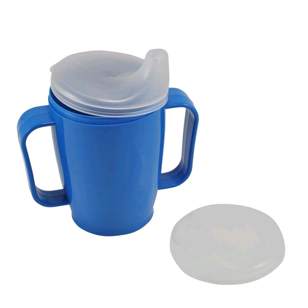 Dr Junghans Schnabelbecher, -tasse, mit Griff, 2 Deckel, 250 ml, blau