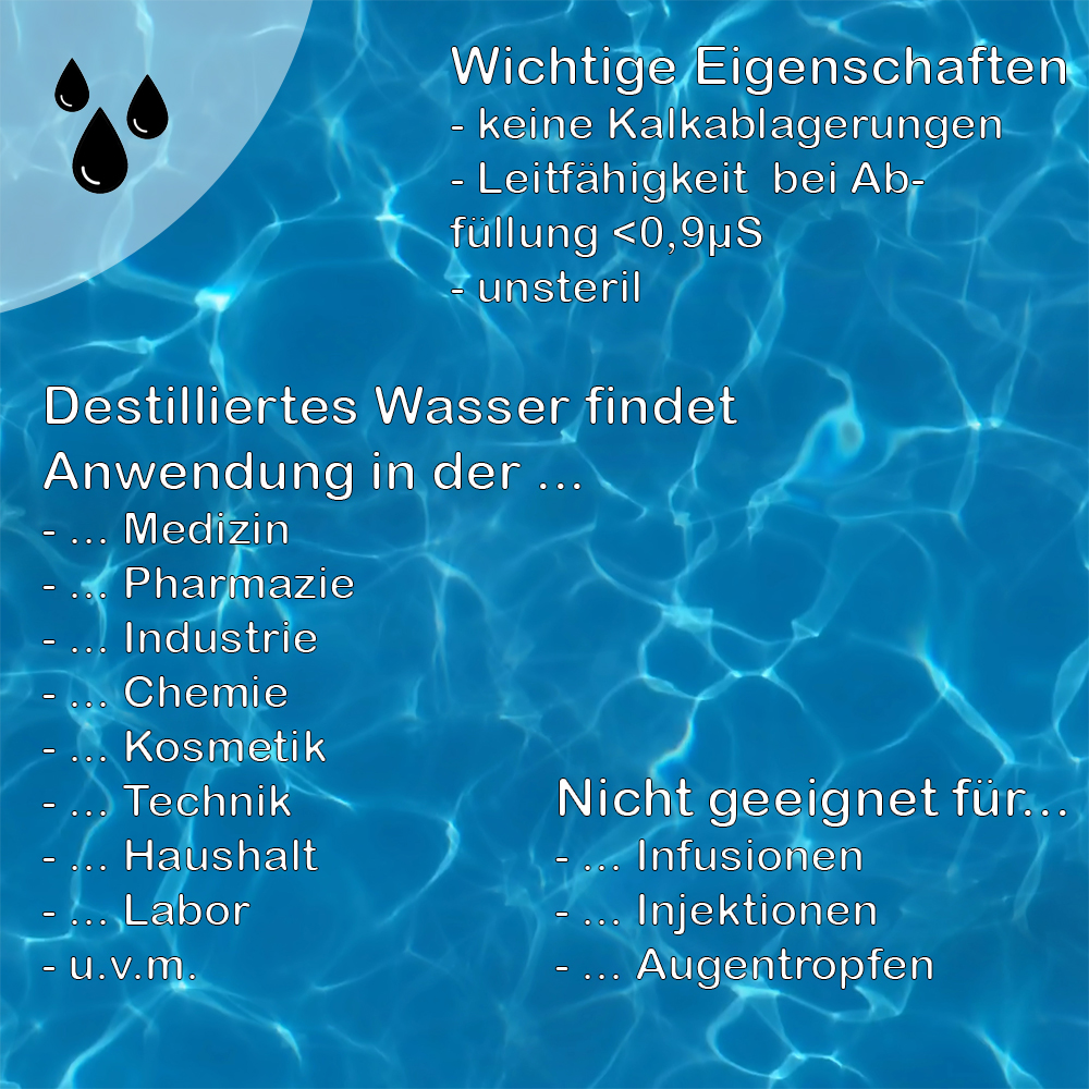 Destilliertes Wasser AQUA DEST, unsteril und mikrofiltriert, 5 Liter