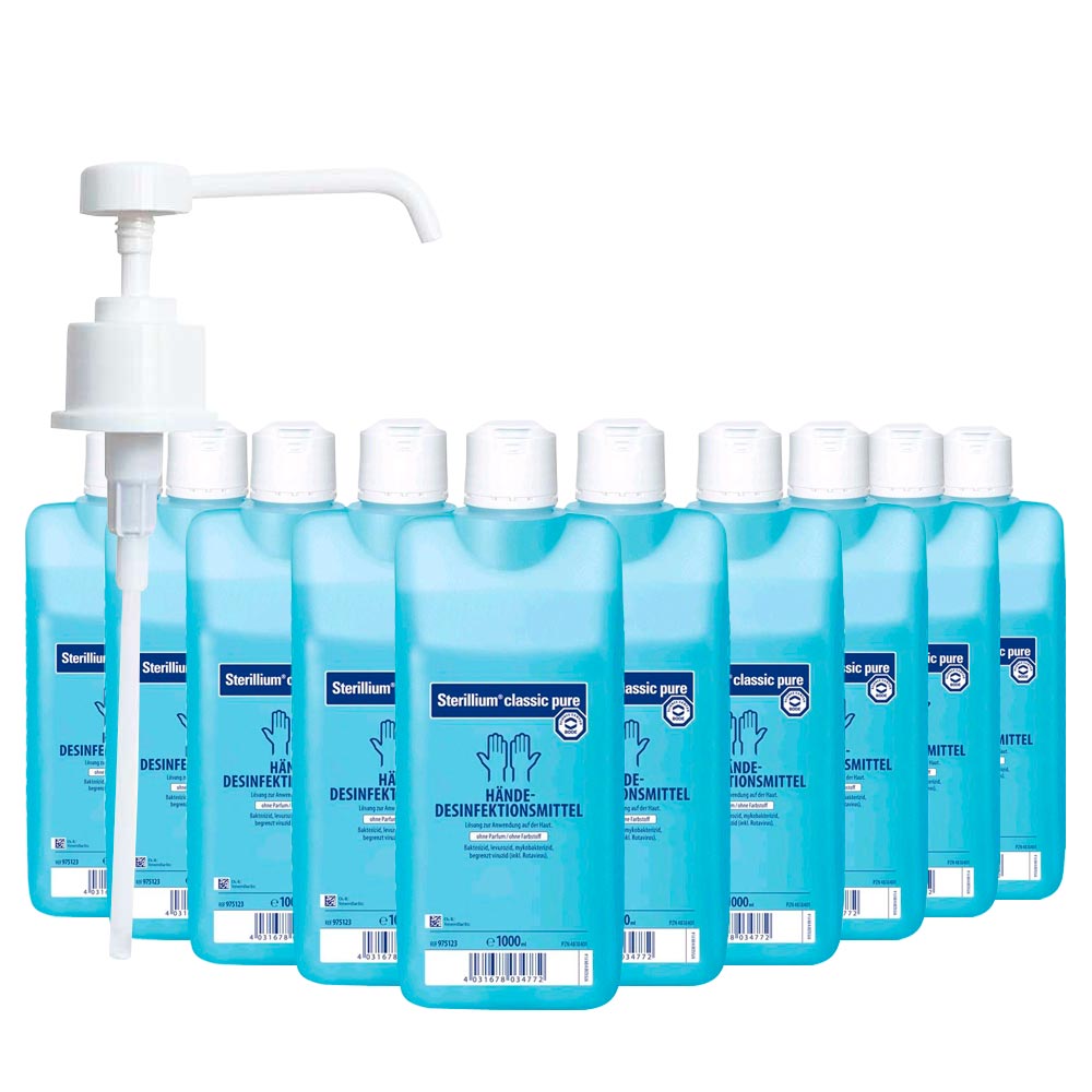 Bode Sterillium Classic Pure Händedesinfektion 10x 1000ml, Dosierpumpe
