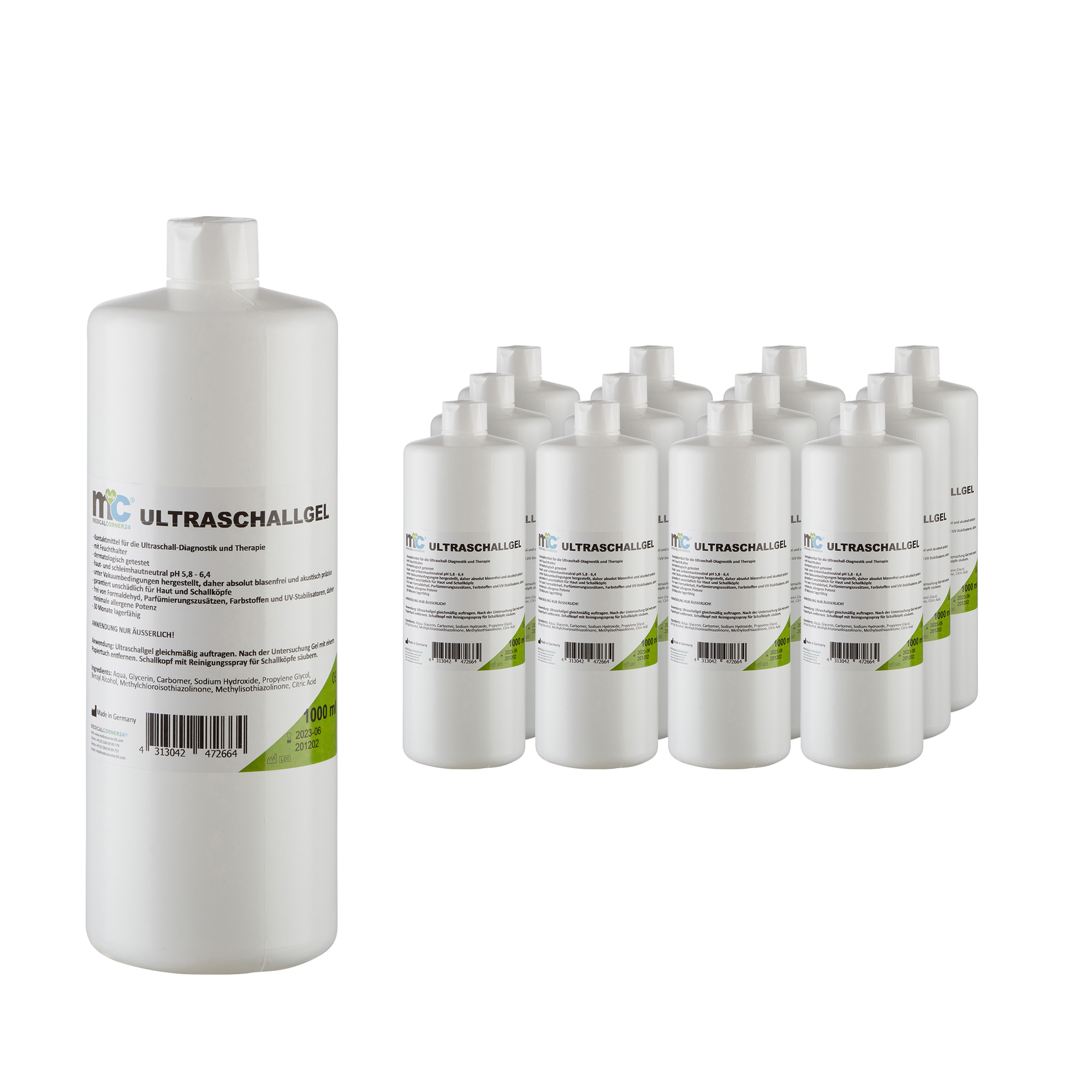 Ultraschallgel, Sonographiegel, Kontaktgel, Leitgel, Gel, 12x 1.000 ml