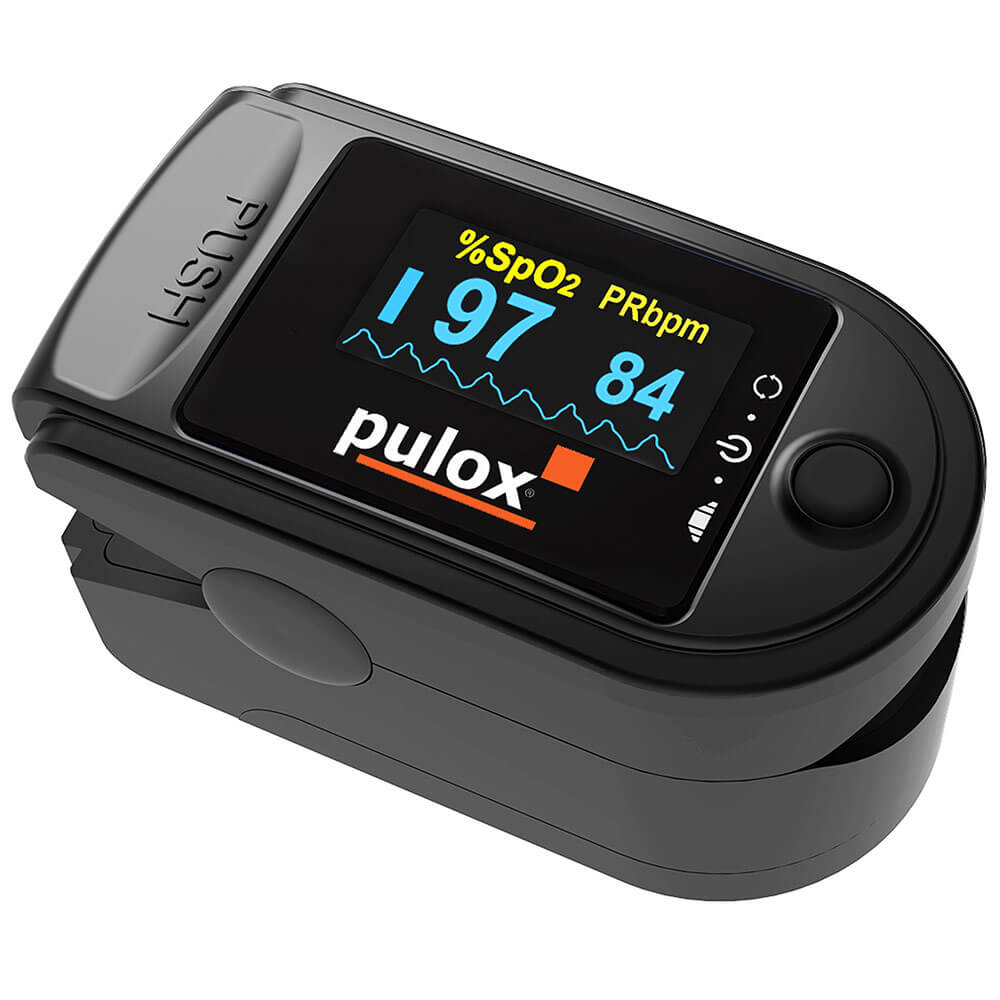 Pulox Finger-Pulsoximeter PO-200 Solo, drehbare OLED-Anzeige, Schwarz