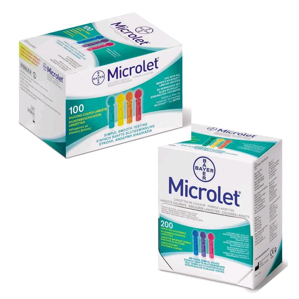 Bayer MICROLET® Lanzetten, farbig, sanft, silikonbeschichtet, 1Packung