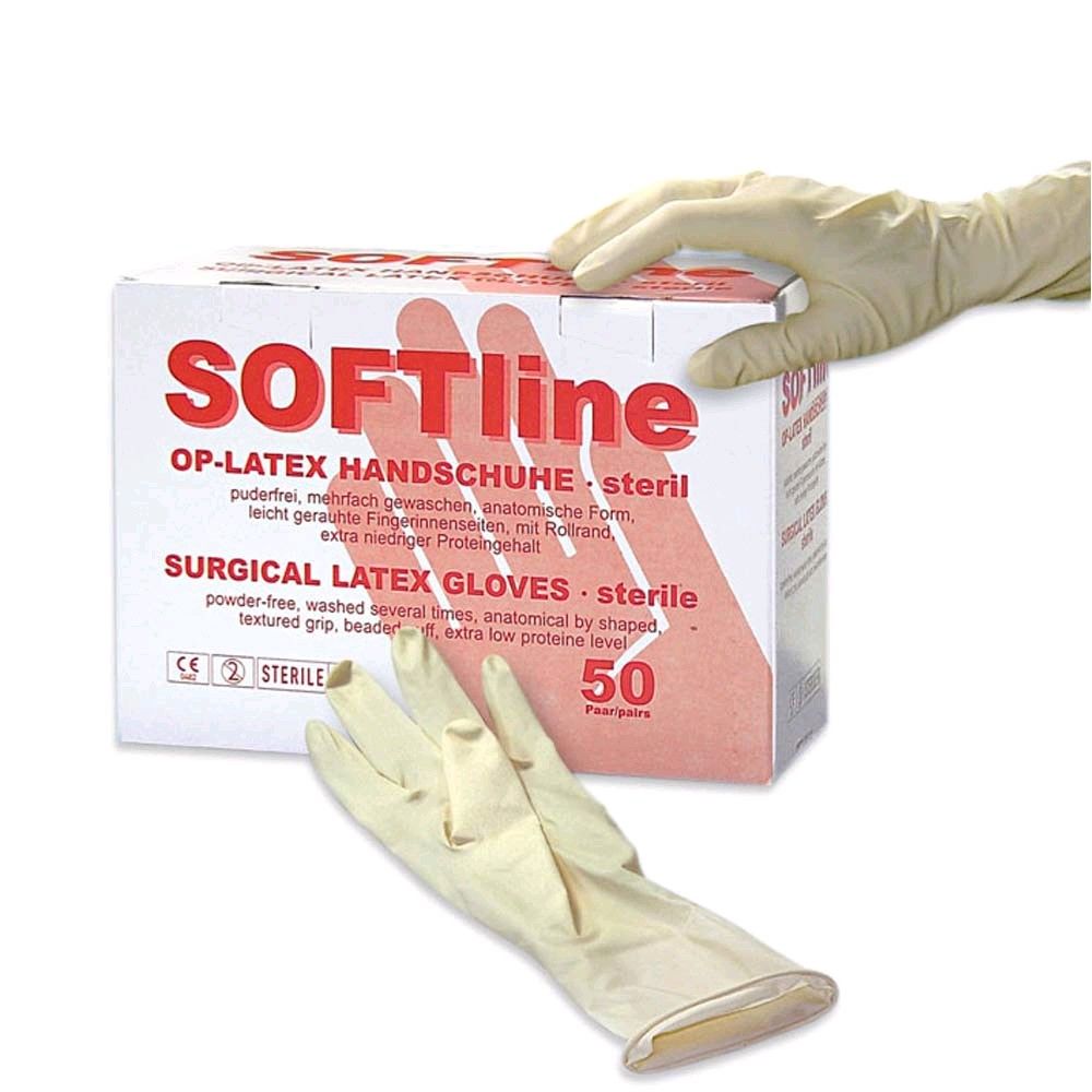 SOFTline Latex OP Handschuhe, steril, puderfrei, 50 P., Gr. 8,5