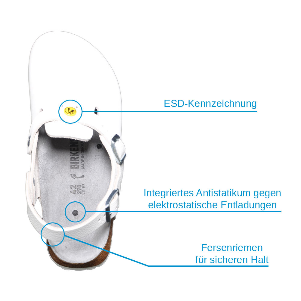 Birkenstock Tokio ESD, TÜV-geprüft, weiß, normale Weite, Gr. 41