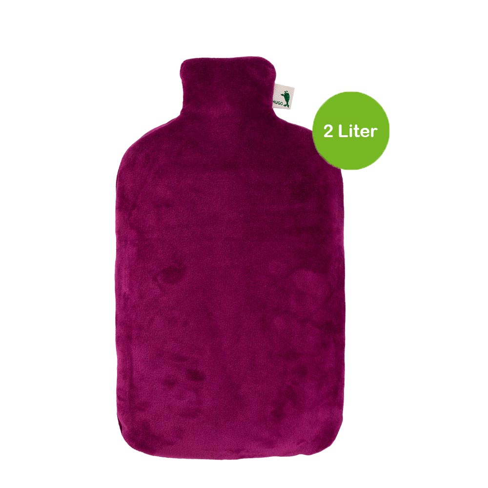 Hugo Frosch Öko Wärmflasche 2,0 L, Nickibezug, violett