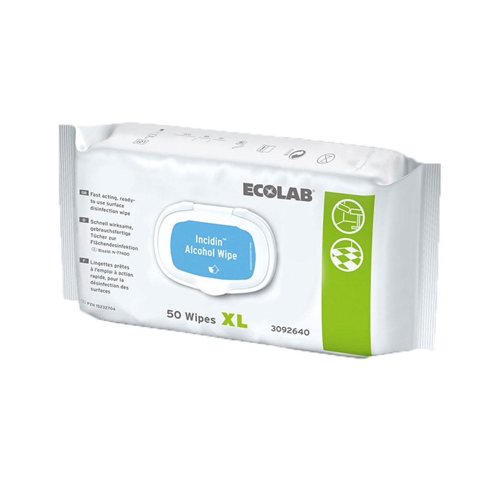 Ecolab Incidin Alcohol Wipes, Flächendesinfektion, XL, 50 Stück
