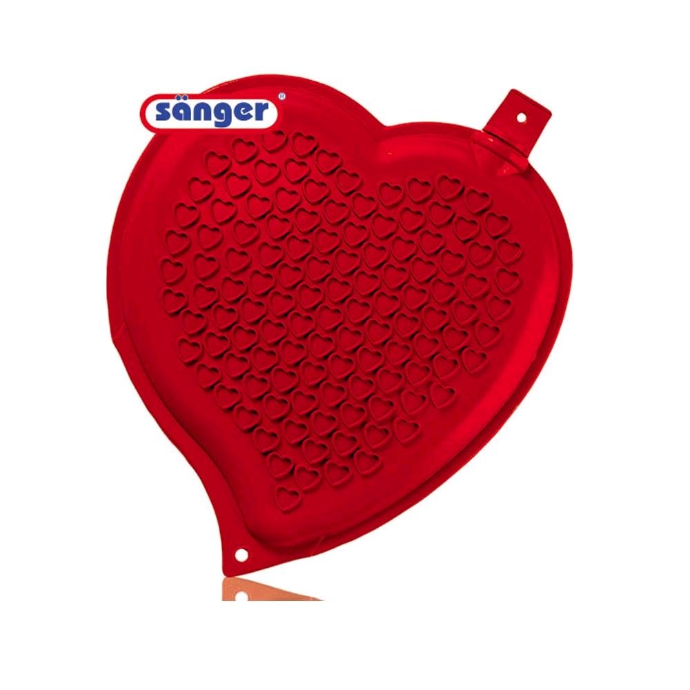 Herz-Wärmflasche 1,65 Liter von Sänger, beidseitig Herz-Lamellen, rot
