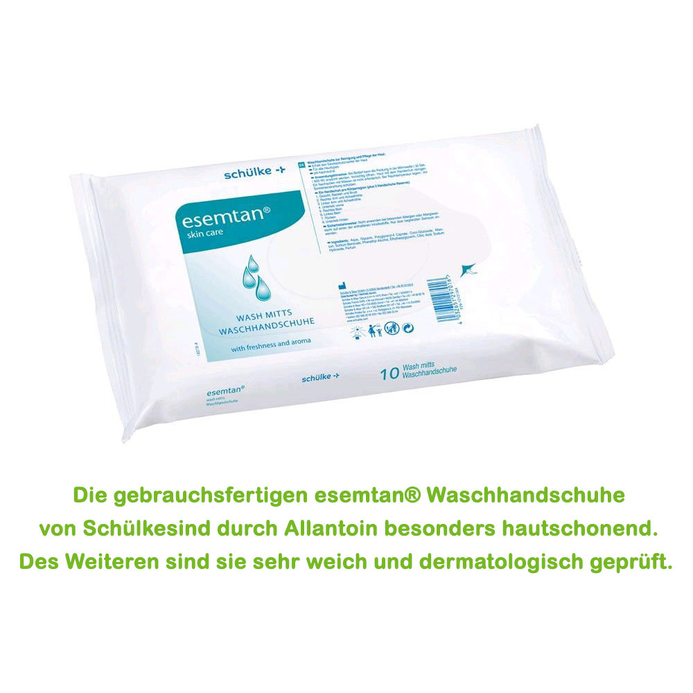 Schülke esemtan® Waschhandschuhe, Allantoin, gebrauchsfertig, 10 Stück