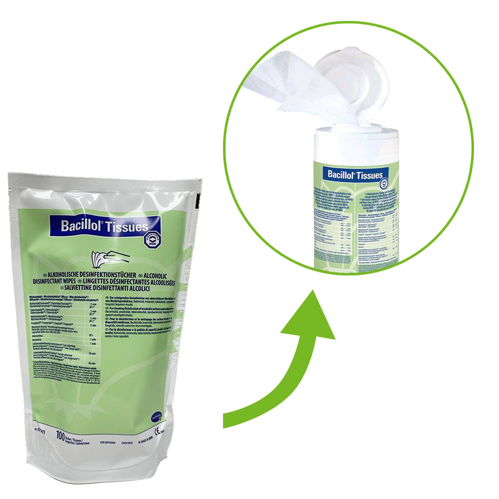 Bacillol Tissues, Desinfektionstücher, Nachfüllpack mit 100 Tüchern