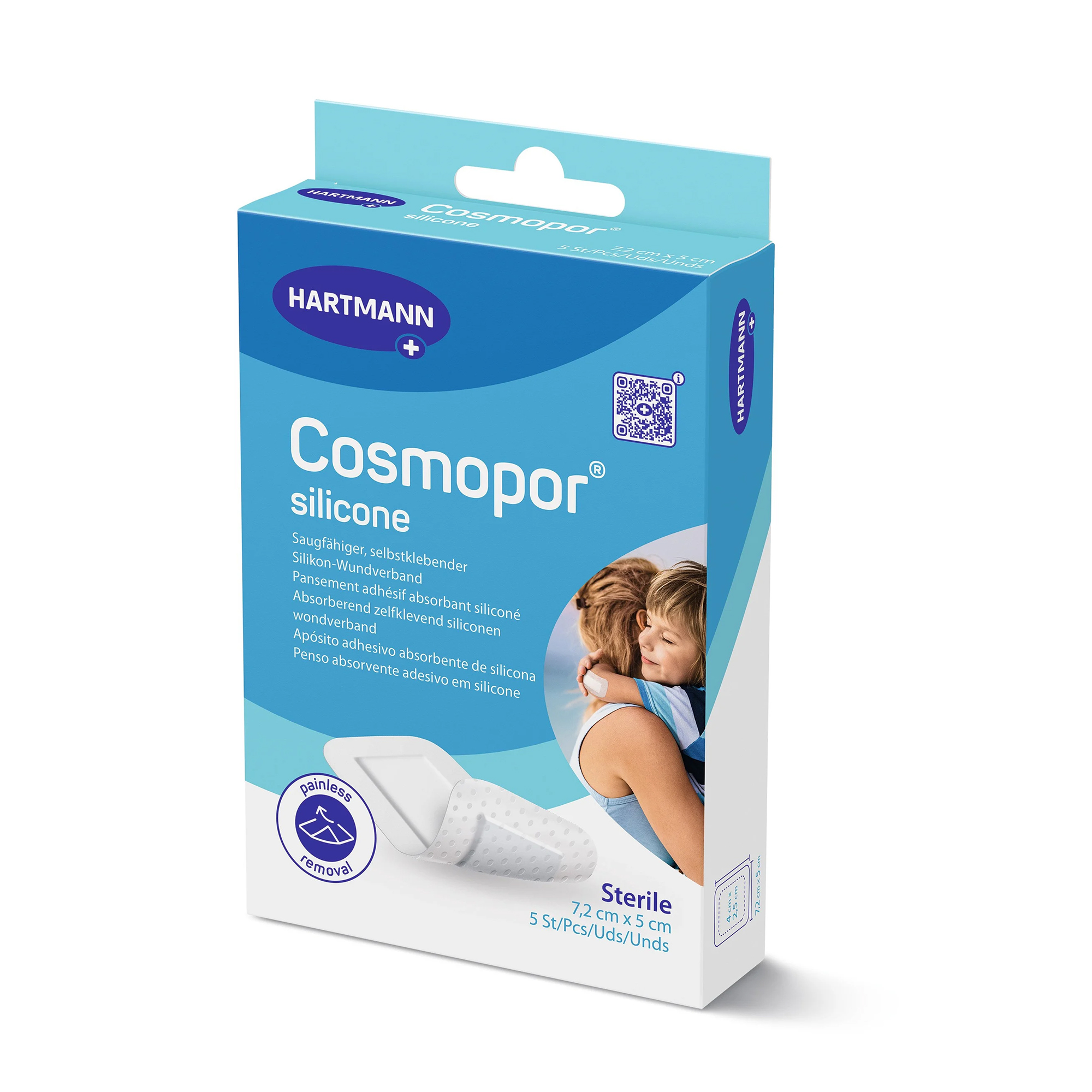 Hartmann Cosmopor® Silicone Wundschnellverband mit Euroanhänger, 7,2 x 5 cm