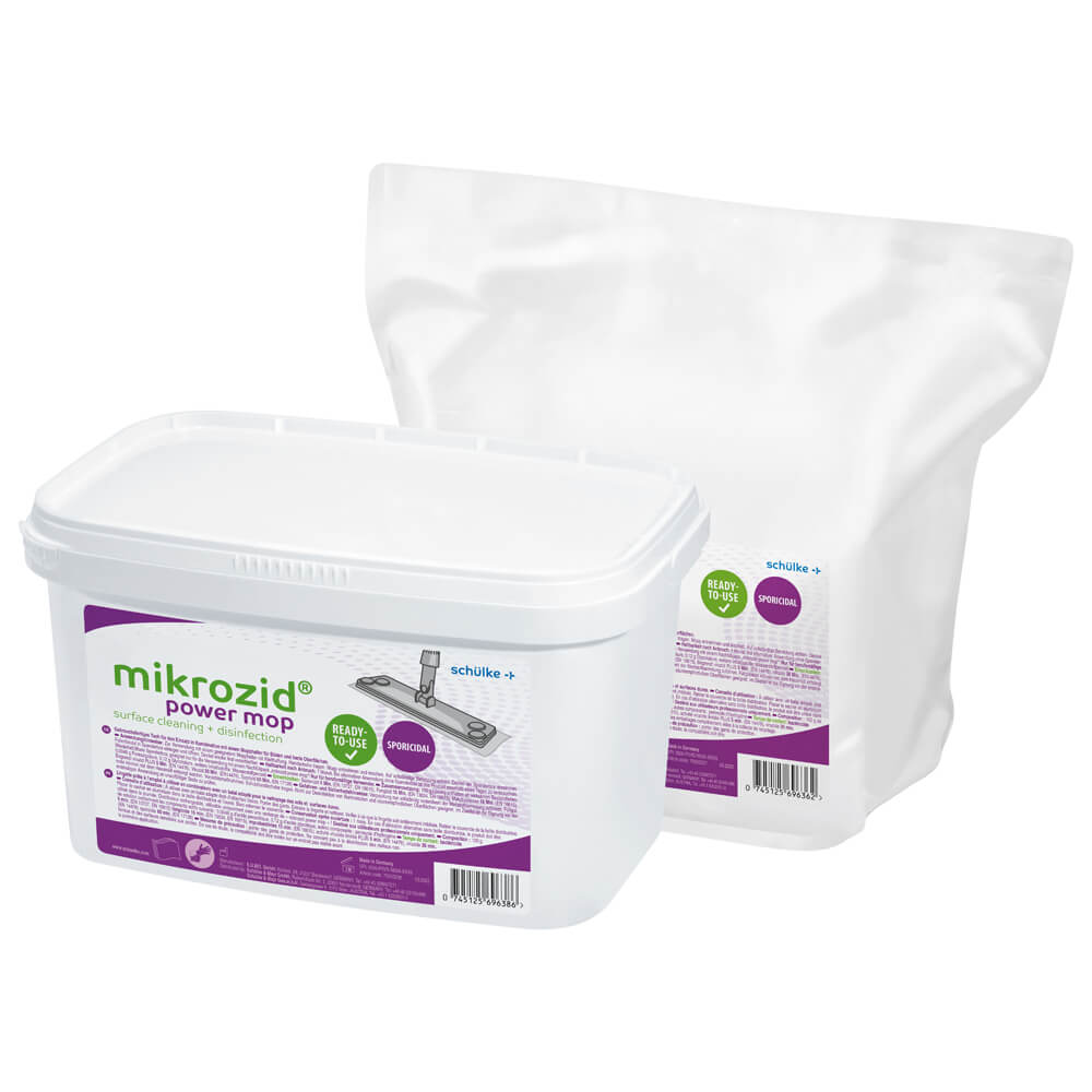 Mikrozid® power mop, Wischmopptücher, von Schülke, Box mit Nachfüllpackung