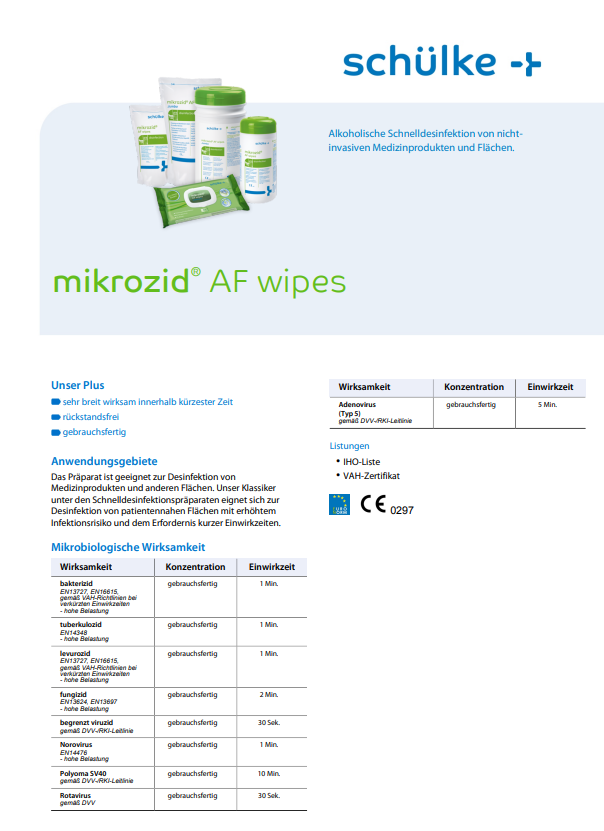 Schülke mikrozid® AF Jumbo Desinfektionstücher, Spenderdose 220 Wipes