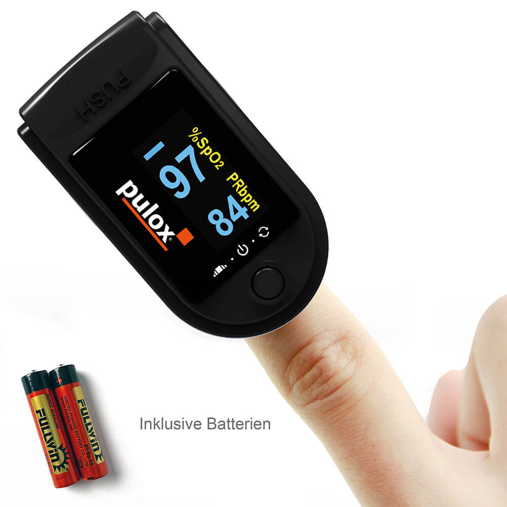 Pulox Finger-Pulsoximeter PO-200 Solo, drehbare OLED-Anzeige, Schwarz