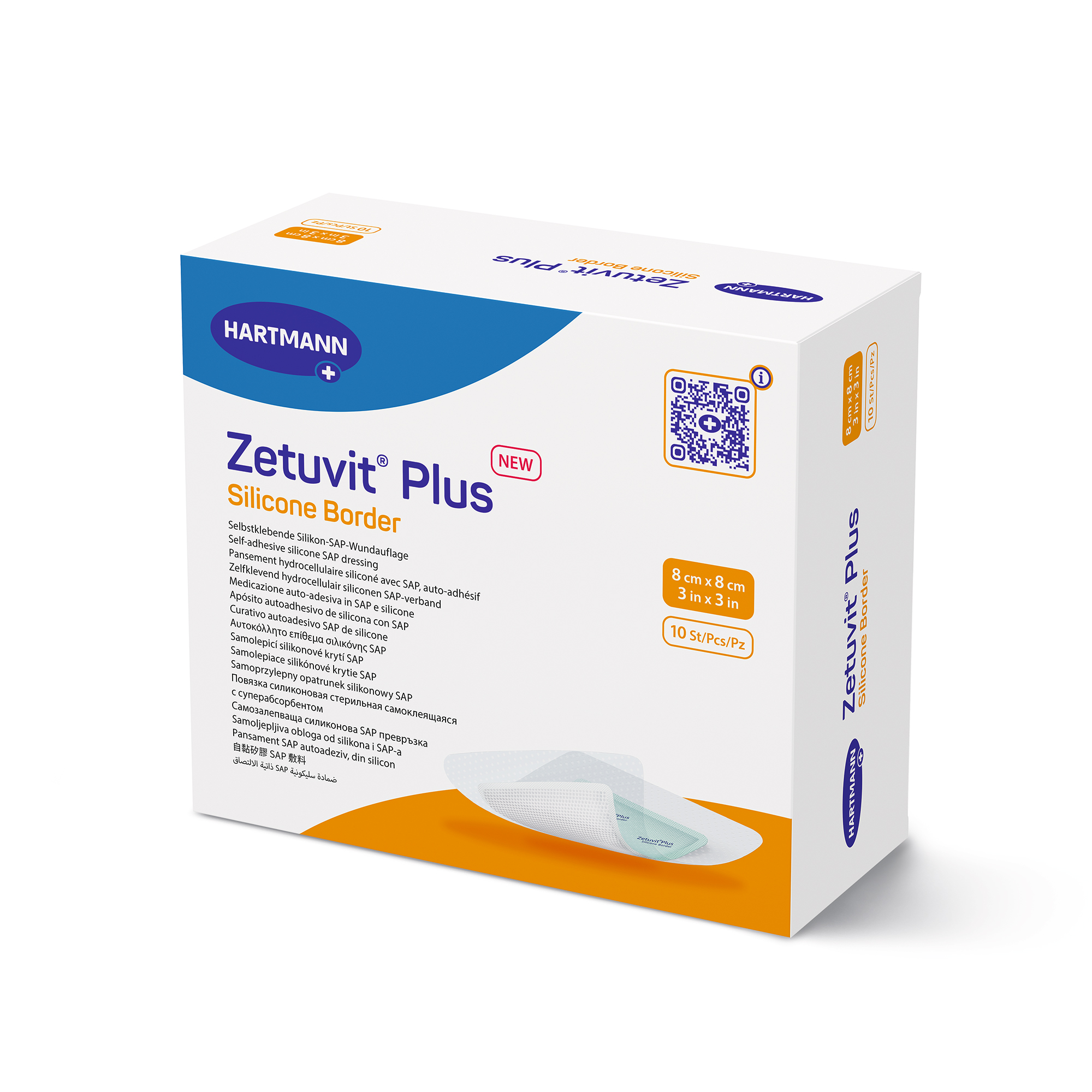 Hartmann Zetuvit® Plus Silicone Border 8 x 8 cm, steril, 10 St.