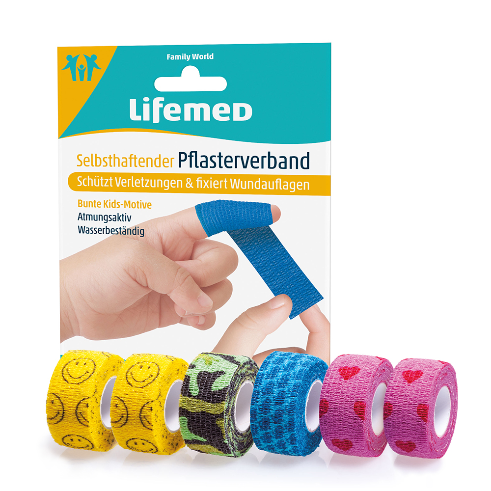 Lifemed® Pflasterverband, selbsthaftend, 6 Rollen, 2,5cm x 4m
