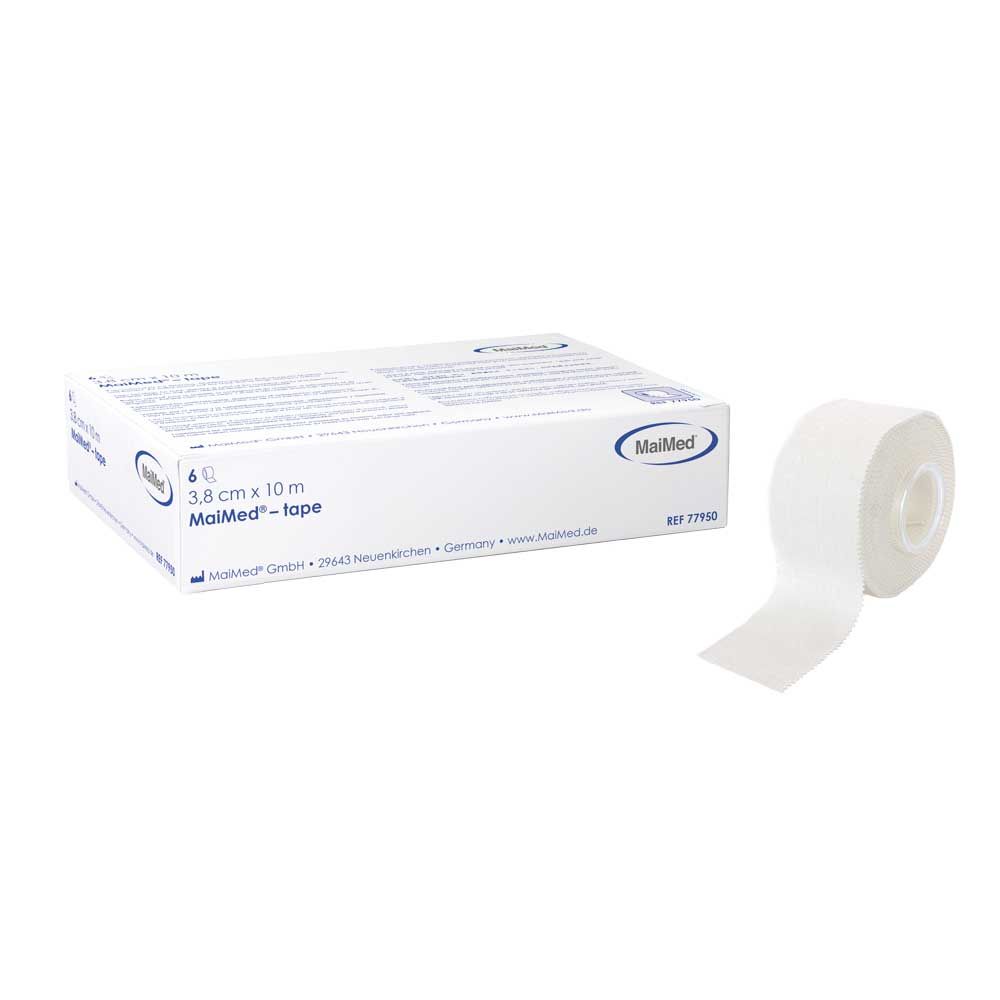 MaiMed tape, Heft-/Rollenpflaster, 3,8 cm x 10 m, weiß, 6 Rollen