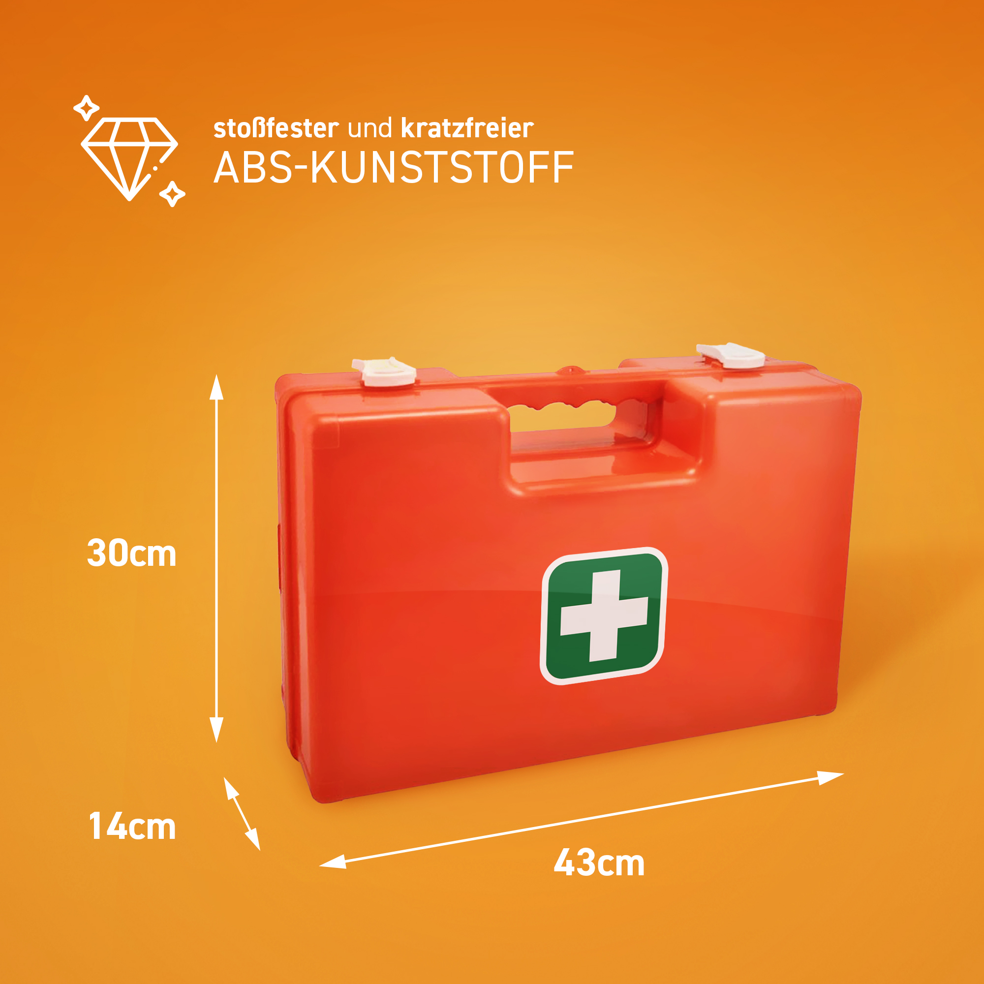 Medicalcorner24 Erste Hilfe Koffer, leer, ABS-Kunststoff, 43x30x14cm