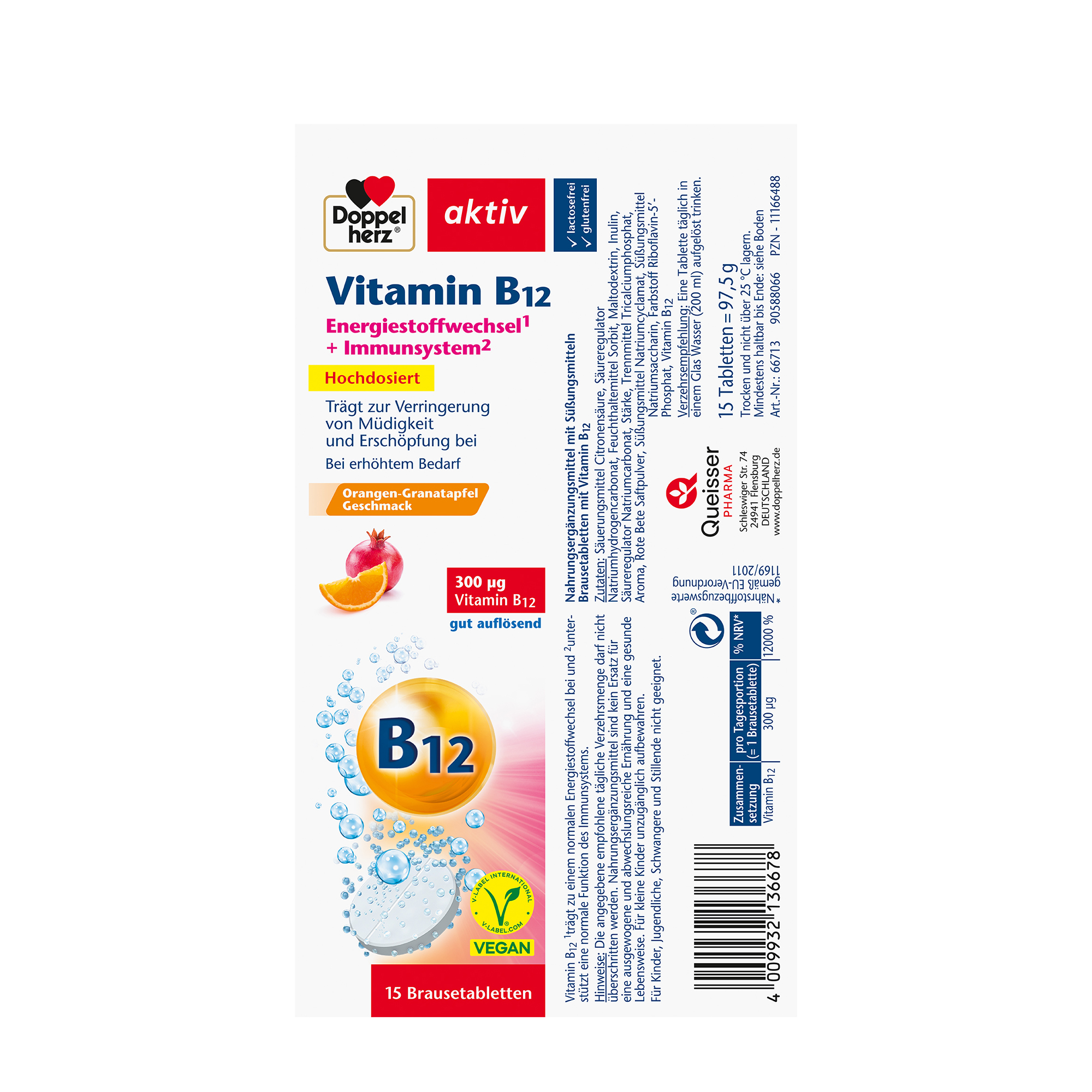 Doppelherz aktiv Vitamin B12, 15 Brausetabletten
