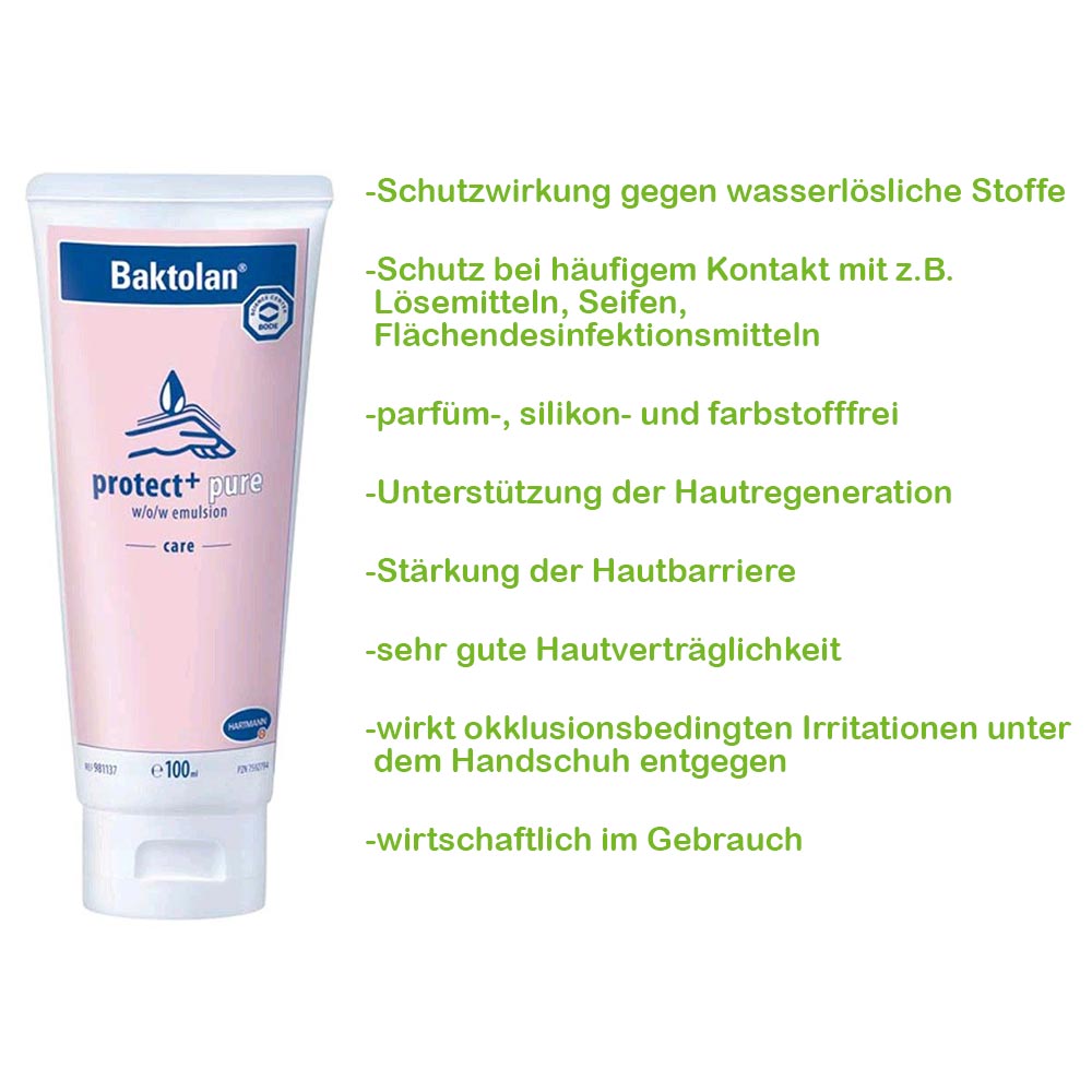 BODE Baktolan protect+ pure, Wasser in Öl Emulsion, Hautpflege, 100ml