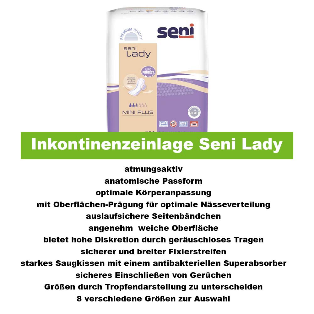 Seni Lady Inkontinenzeinlagen, atmungsaktiv, diskret, Mini Plus 1x20St