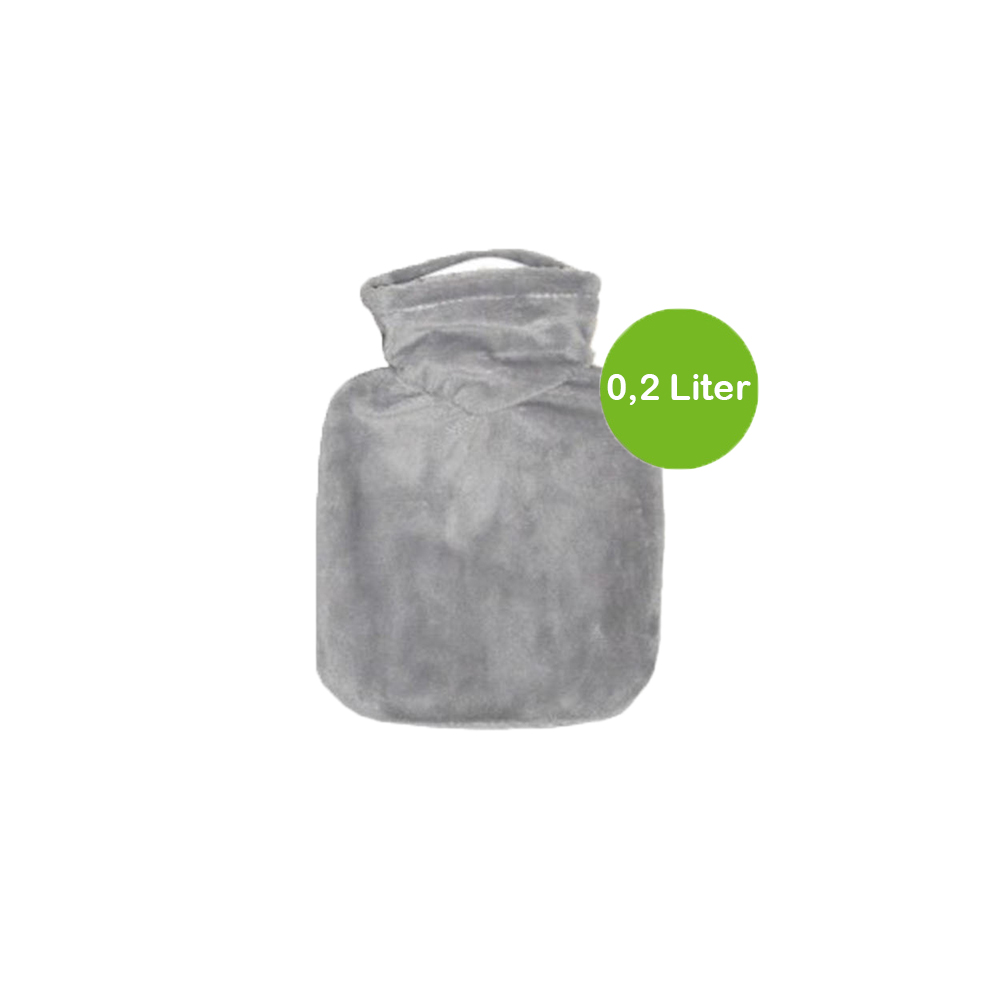Hugo Frosch Mini Wärmflasche 0,2 L, Veloursbezug, grau